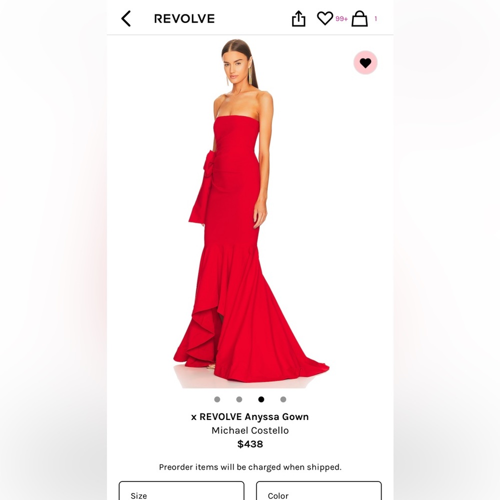 New small Michael Costello Red gown